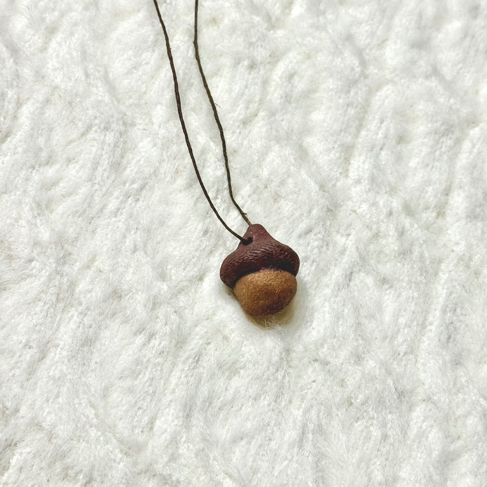Vintage Handmade Felt Acorn Necklace Woodland Charm Nature Inspired Jewelry Gift